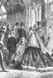 Drottning Victoria går in i Westminster Palace den 5 februari 1867, 1901.
