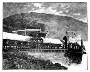 Drottning Victoria öppnar Glasgow vattenverk vid Loch Katrine, Skottland, 1859