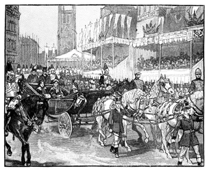 Drottning Victoria öppnar Holborn Viaduct, London, 1869