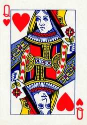 Queen of Hearts från en kortlek med Goodall & Son Ltd. spelkort, c1940