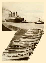 RMS Titanic och livbåtar, 1912, 1935.