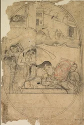 Radhas hår är påklädd, ca. 1790-1800.