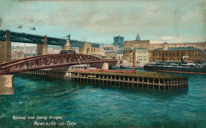 Järnvägs- och svängbroar, Newcastle-upon-Tyne, c1905