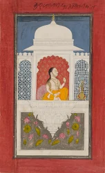 Raja Sagat Singh i en paviljong, c1750