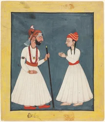 Raja Shamsher Sen med en ungdom, 1760-70.