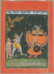 Rama och Laksmana slåss mot Ravana, ca. 1750.