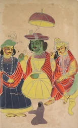 Rama och Sita tronade med Lakshmana och Hanuman närvarande, 1800-talet.