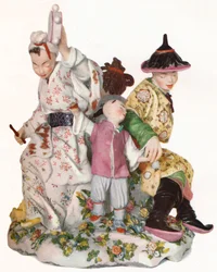 Sällsynt och exceptionellt stor och viktig Chelsea-grupp från Red Anchor Period, C1752. 1923