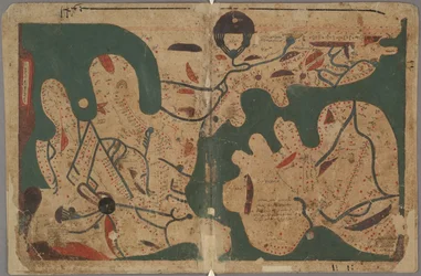 Rektangulär världskarta Från: The Book of Curiosities of the Sciences and Marvels for the Eyes, 11:e