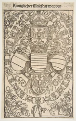 Rekto: Maximilian I:s vapen som romarnas kung, verso: Florians vapen ..., 1502.
