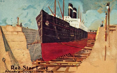 Red Star liner i torrdocka för reparation, c1905.