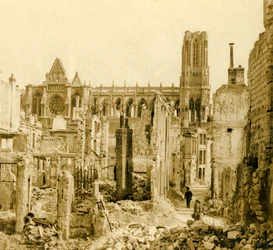 Reims katedral, Reims, norra Frankrike, c1914-c1918