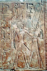 Relief av drottning Hatshepsut i manlig klänning, Amuntemplet, Karnak, Egypten, c1500 f.Kr.