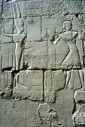 Relief av Ramses II-offer till fertilitetsguden Min, Amuntemplet, Karnak, Egypten