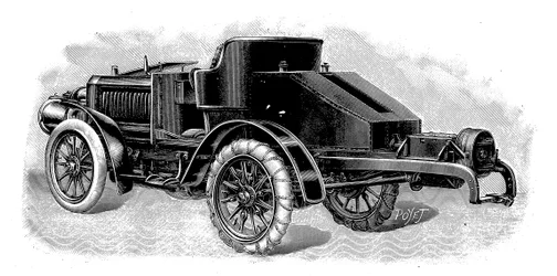 Renards dragbil, visar dragutrustning för släp, franska, 1904