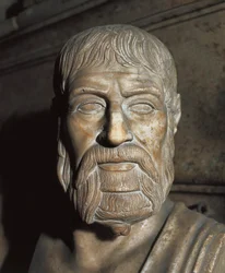 "Representation av Pausanias (400-talet f.Kr.), spartansk general och politiker" Bust.