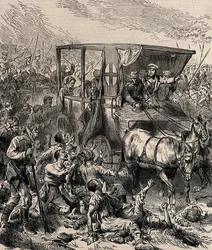Rädda de sårade ryska soldaterna från slagfältet, ca 1878