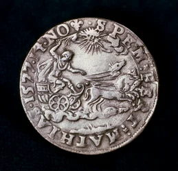Baksidan av en medalj till minne av den ljusa kometen 1577