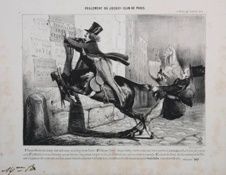 Regler för Jockey Club of Paris: Varje medlem i Jockey Club måste ha en Jockey..., 1800-talet.