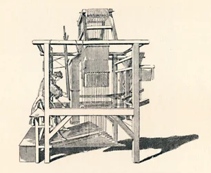 Bandvävare vid sin vävstol, 1747, 1904