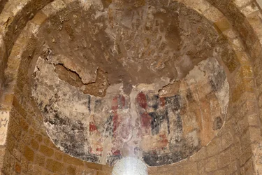 Ribelles. Kyrkan. Interiör. Apsiden. Väggmålningarna. romansk.