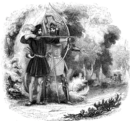 Robin Hood, legendarisk engelsk folkhjälte och fredlös och förkämpe för de fattiga, tidigt 1800-tal