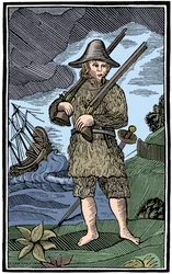 Robinson Crusoe, kapbokssnitt, 1700-talet 1964