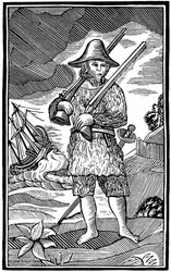 Robinson Crusoe, kapbokssnitt, 1700-talet 1964