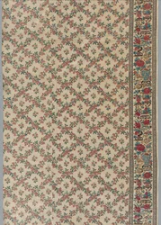 Rulltryckt glaserad chintz med blom- och vasdesign, 1800-tal.