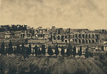 Roma - Stora rester av underbyggnaderna av Septimius Severus palats, 1910.