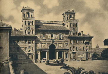 Rom - Den inre fasaden på Franska nationella akademien för de sköna konsterna, tidigare Villa Medici, 1910