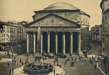 Roma - Agrippas Pantheon och Rotondas fontän, 1910
