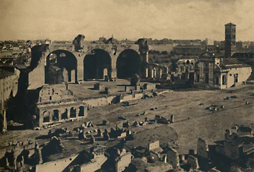 Roma - Forum Romanum - Basilica of Maxentius och kyrkan S. Francesca Romana, 1910