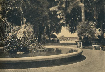 Roma - Pincioparken. Fountain of Moses, räddad från vattnet av Brazza, 1910