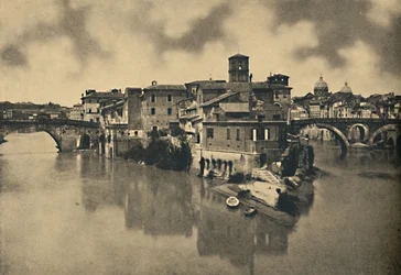 Roma - Tiberine Island och de gamla broarna Caestius och Fabritius, 1910