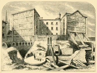 Romerska lämningar hittades i Billingsgate, c1872.