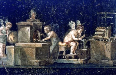 Romersk väggmålning, House of the Vettii Pompeii, Italien
