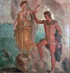Romersk väggmålning från Dioscurihuset i Pompeji, 1:a århundradet