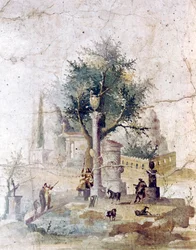 Romersk väggmålning från Agrippa Postumus villa, nära Pompeji, 1:a århundradet
