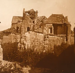 Förstörd kyrka, Beaumont-sur-Vesle, norra Frankrike, c1914-c1918
