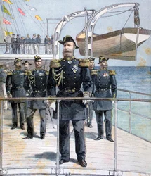 Den ryske amiralen Avellan ombord på kryssaren kejsar Nicholas I, 1893