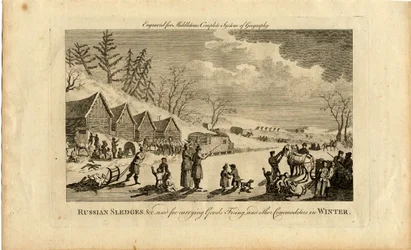 Ryska slädar på vintern, 1750
