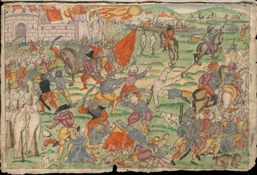 Ryska grymheter i Livland i juli och augusti 1577. Ur Johann Jakob Wicks nyhetssamling