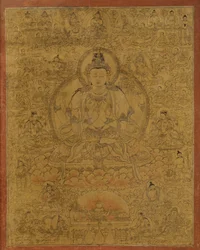 Sadaksari-Lokeshvara Omgiven av manifestationer och munkar, sent 1400-tal.
