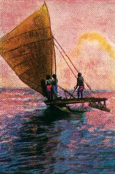 Segelbåt, Fiji, c1928.