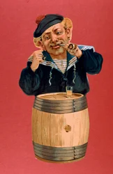 Sjöman röker pipa och dricker rom, 1900