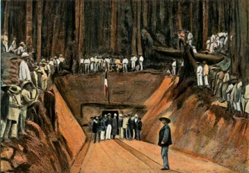 Saint-Elie. Invigning De La Premiere Mine De Quartz, Saint-Elie. Den första kvartsgruvan, 1900.
