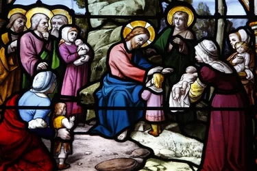 Saint Aignan Church Jesus välsignar barnen, Chartres, Frankrike