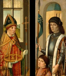 Sankt Donatianus och Sankt Viktor presenterar en donator.