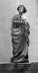 Sankt Johannes av Golgata Anonym skulptur Dim. 150 cm Sankt Hippolytes kollegiala kyrka, Poligny (Jura)
